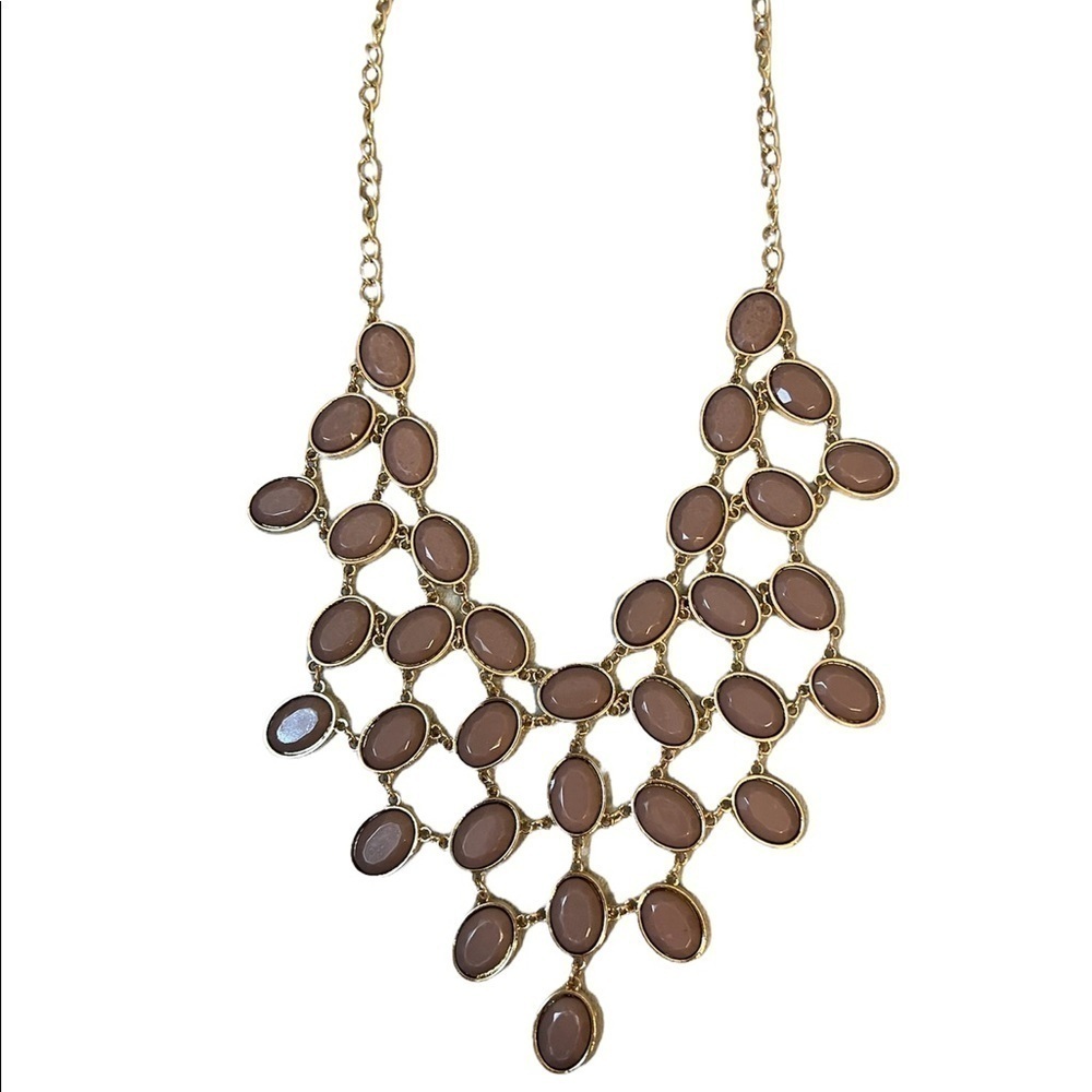 2/$15 Grayish Brown Chunky Statement Bib Necklace Adjustable Length